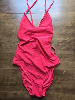 Aerie One Piece Swimsuit Red Size Small Long Lace Up Back Strappy Swim
